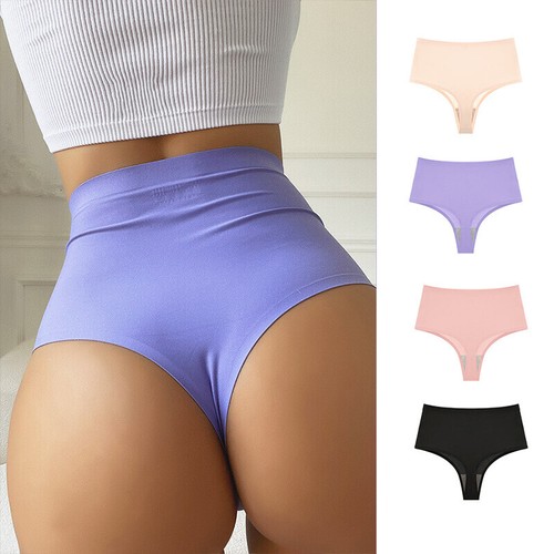 5PCS/LOT Sexy Womens Seamless Panties Thongs High Waist Underwear Brief Lingerie