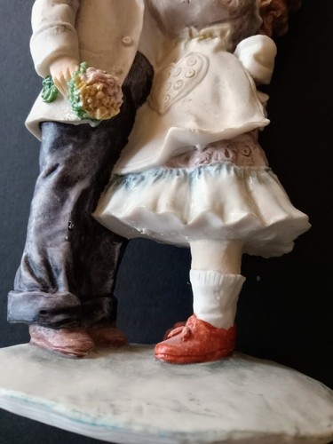 Vintage A. Balcari 1980s Figurine Girl Fixing Boy's Tie - Picture 7 of 13