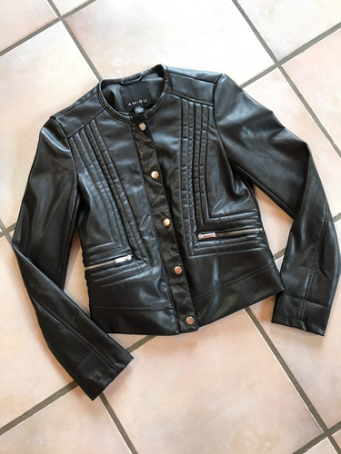NEU AMISU LEDER-IMITAT-BIKER-JACKE Gr.34 Schwarz 2 Taschen+Druckknöpfe NEU NEU ! - Bild 9 von 9