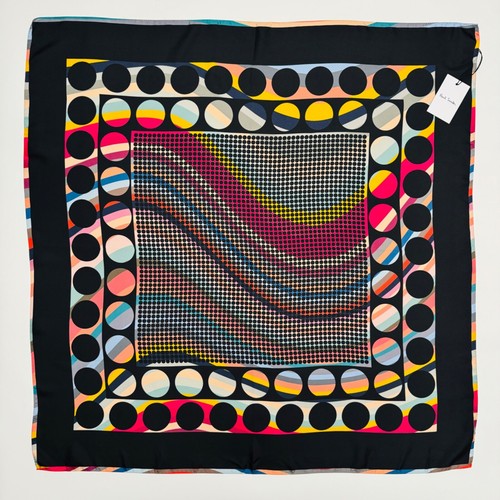 PAUL SMITH Swirl Stripe Spot & Dot 100% Silk Square Scarf Shawl | 96cm x 96cm - Picture 1 of 8