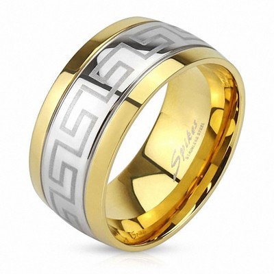 Bague acier bleu labyrinthe