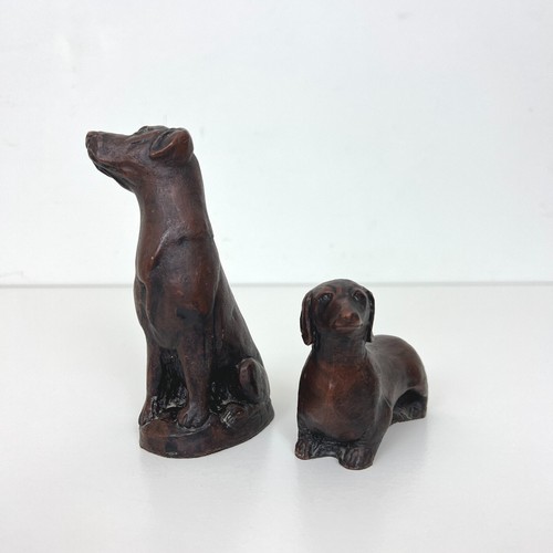 2 x Vintage Heavy Ceramic Dog Animal Sculpture Figurine Ornament Dachshund - Picture 4 of 9