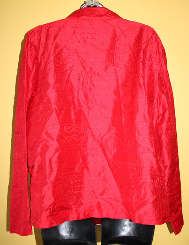 Chico's 3 Lightweight Red Silk Embroidered Overpiece Top Lg XL 16/18 - Picture 3 of 6