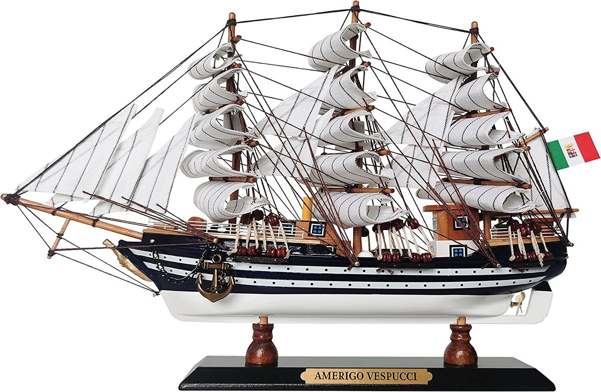 Ameri VINTAGE - 【AmeriI】NVERT CARD BOARD TOP SAILINGSTORY Wooden Model Ship Amerigo Vespucci 1/300 Scale