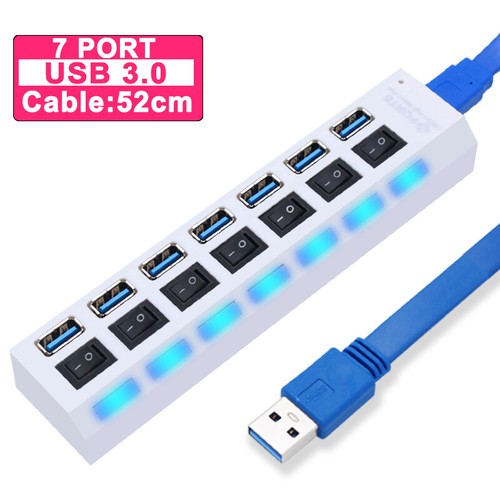 Hub USB 3.0 Hub Alta Velocità Multi Sdoppiatore Adattatore Alimentazione 4 7 Porte PC Expander - Foto 17 di 18