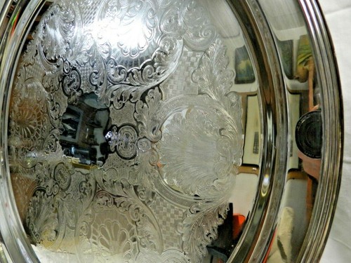 RARE Wallace Silverplate #350 20 1/2" Grand XXL Platter UnderTray Antique - Picture 5 of 10