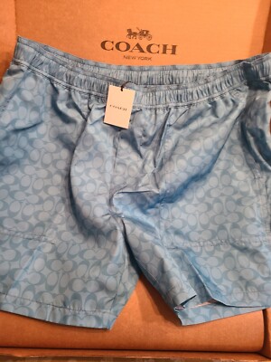 New Coach Men's Swim Logo Trunks Size 2XL Authentic Limited Edition Blue 