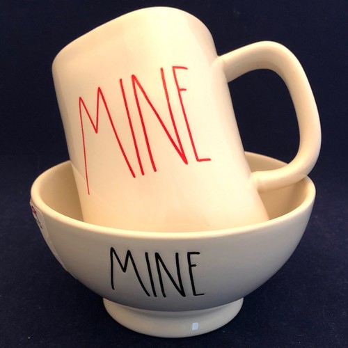 Rae Dunn 2017 MEIN großer Brief Becher Schüssel 2-teiliges Frühstücksset Grübchen Made in China - Bild 1 von 7