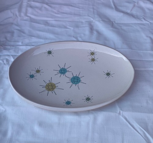 Franciscan Ware Starburst 13,5" ovale Servierschale Mitte des Jahrhunderts Atom-TV-Stempel - Bild 8 von 8