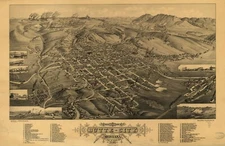 16" x 24" 1884 Bird's eye view of Butte-City, Montana, county seat