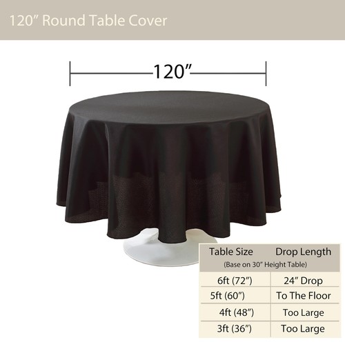 Round Tablecloth 120 Inch Black Tablecloth Polyester Fabric Washable Table Cl... - Bild 3 von 7