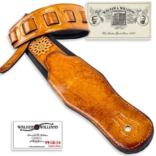Walker And Williams GB-34 Latigo Tan Zodiac Star Design Padded Guitar Strap