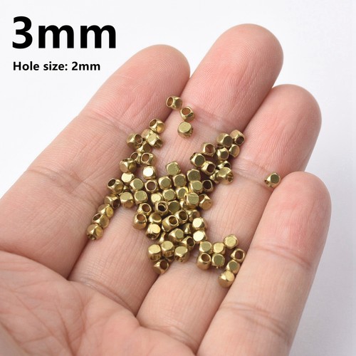 Cube 2mm 3mm 4mm 5mm 6mm Brass Metal Gold Silver Loose Spacer Beads Lot DIY - Picture 5 of 12