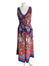 Maeve Womens Orange Floral Print Pockets Sleeveless Cullotes Jumpsuit. Size UK 8