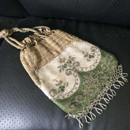 Hermosa Cartera Antigua con Cordón con Cuentas - BEx K - Imagen 2 de 3