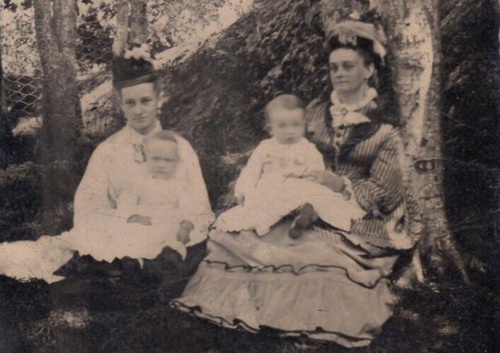 RARO esterno VG+ anni 1880 1890 due donne bambini parco ombreggiante alberi erba 1/6 tinta unita - Foto 5 di 6