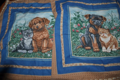 Vintage Throw Pillow Covers Puppy Dog Kitten Cat Set of 2