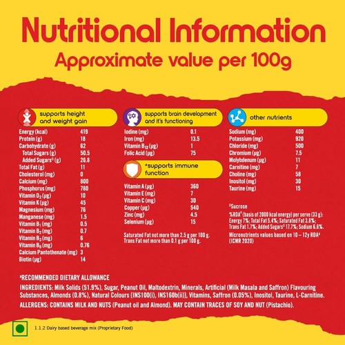 Complan Nutrition Drink Powder for Children, Royale Chocolate Flavour, 500 g Jar - Picture 8 of 8