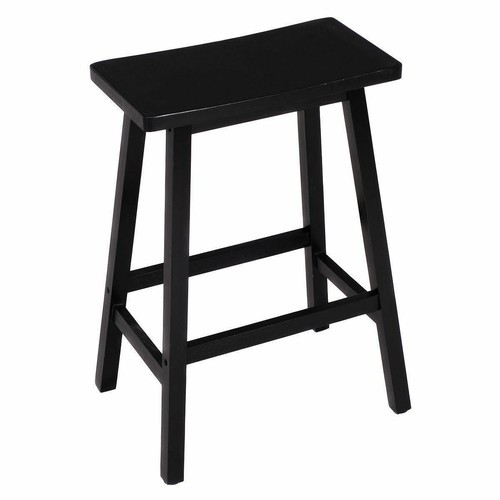 Set of 2 Bar Stools Pub Chair Kitchen Dining Room Solid Wood Black - Picture 6 of 9