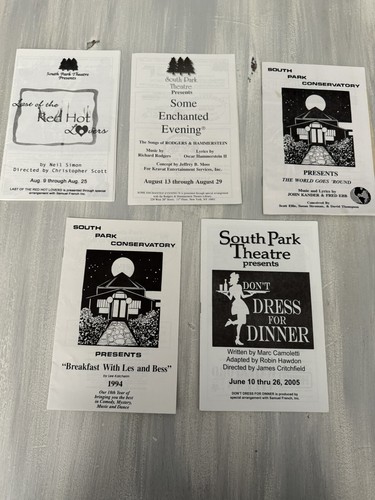 Lot Souvenir Programs Playbills SCCL South Park Theatre Charlotte NC 1990's - Picture 1 of 2