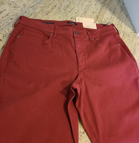 ¡Nuevo! Pantalones de mezclilla NYDJ Marilyn talla 14 rectos elásticos elevados rojos - Imagen 7 de 14
