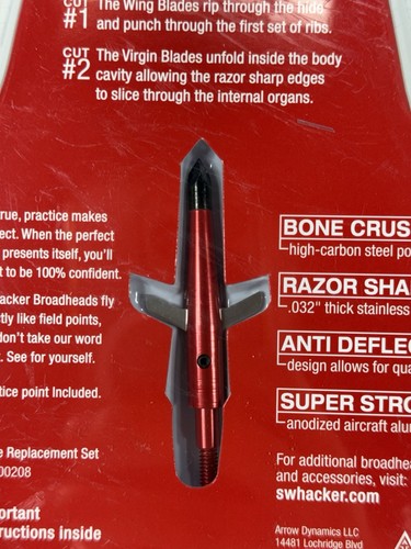 Swhacker Broadheads Expandable 100 Grain 2in - Pack of 3 + Practice Head- #207 - Picture 6 of 7