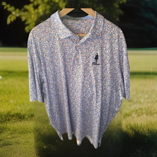 Polo golf Peter Millar estiva comoda uomo 2XL "The Clint" motivo geometrico