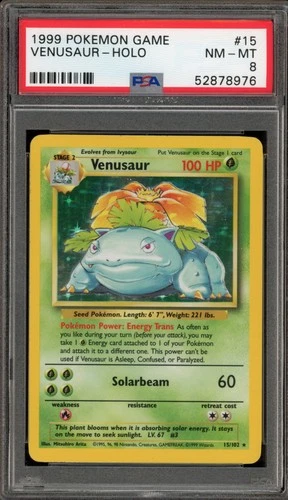 Pokemon Venusaur Base Set Unlimited Holo Rare #15 PSA 8