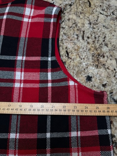 Chaps Red Black Tartan Plaid Zip Front Vest Sz 2X 100% Cotton Classic Layering - Picture 10 of 10