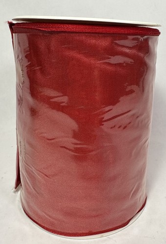 Red French Wired Taffeta Ribbon 5” Wide 27.5 yard Spool New High Quality - Picture 4 of 5