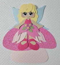 Fairy Sitting On Mushroom Blonde Hair. Scrapbook, Card Making Paper Piecing