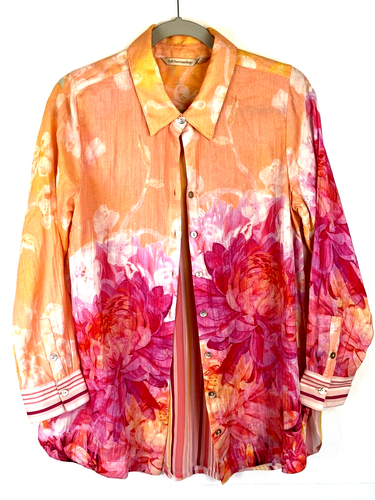 Soft Surroundings XL Altura Gauze Floral Stripe Blouse Shirt Women’s XL - Picture 2 of 6