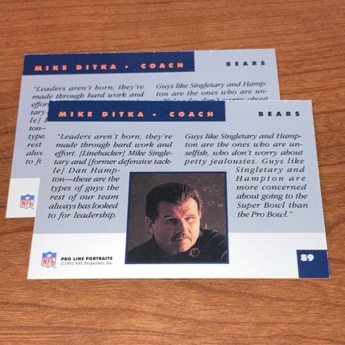 1991 Pro Line Portraits Football #89 Mike Ditka HOF Chicago Bears Lot Of 2 Mint - Bild 2 von 2