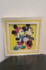 Vintage Disney Mickey Minnie Mouse 8x8" Carnival Picture/Mirror 90s' Art RARE