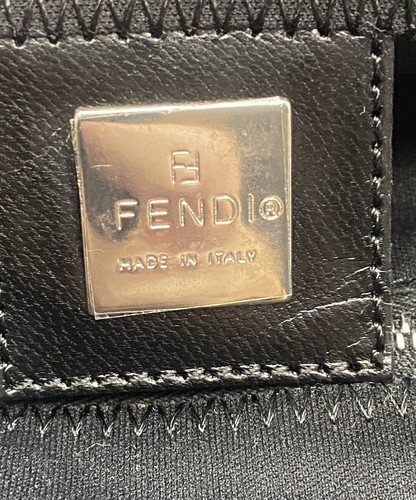 FENDI Baguette Black Silver Neoprene Shoulder Bag Purse + Dust Bag - Picture 8 of 24