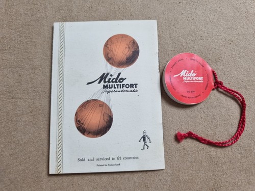 Mido seltener Vintage Bausatz Leder Uhrenbox weinrot Umkarton mit Booklet und Etikett - Bild 18 von 18