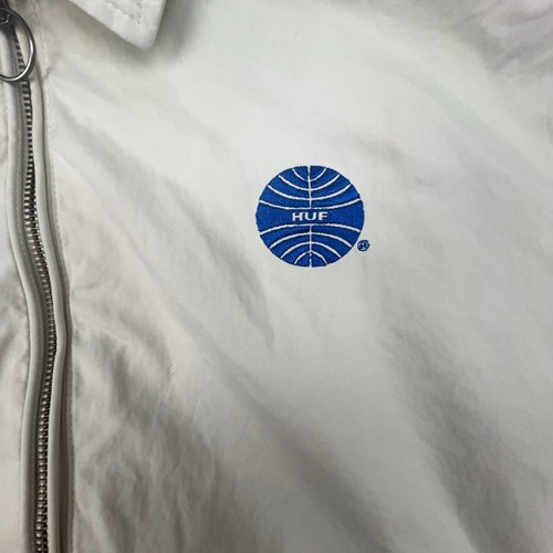 Chaqueta de bombardero Huf para hombre grande crema estampado hawaiano Aloha Travel Island ropa de calle - Imagen 9 de 16