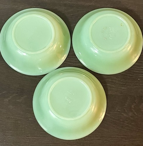 Set of 3 Vintage Fire-King Jadeite Jane Ray Dessert Bowl 4⅞" Ribbed Berry Fruit - Picture 5 of 8