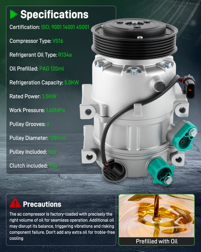 178317 Air A/C Compressor For Kia Optima 2012-2016 Hyundai Sonata 2012-2014 - Picture 6 of 15