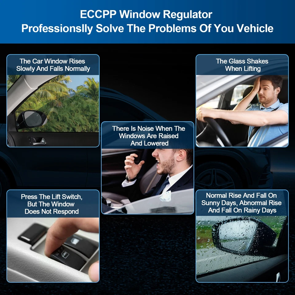 Regulador de ventana lateral derecho delantero derecho con motor para Ford F150 F250 F350 1980-1996 Foto 2 de 4