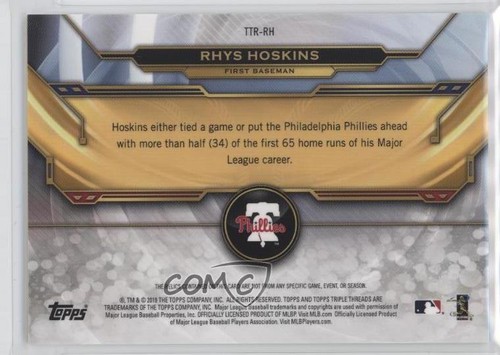 2019 Topps Triple Threads Relics Emerald /18 Rhys Hoskins #TTR-RH - Picture 2 of 3