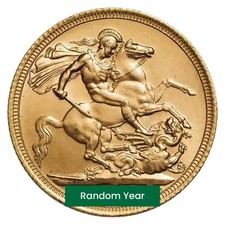 British Gold Sovereign Coin Avg Circulated - Random Year (0.2354 oz)