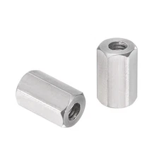 10Pack M4 x 0.7-Pitch 12mm Length 304 Stainless Steel Metric Hex Coupling Nut