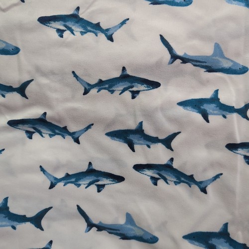 Full Size Flat And Fitted Sheet Shark Sea Watercolor Preteen Great White Blue - Picture 5 of 7