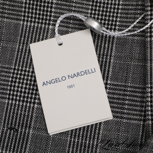 NUEVO CON ETIQUETAS Angelo Nardelli Hecho en Italia B/N Mezcla de Lino Glen Cuadros 2 Piezas Chaqueta Chaleco 48 - Imagen 10 de 12