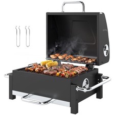 Outsunny Barbecue Carbone con Prese Regolabili e Termometro, Nero