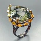 jewelry 36 ct Natural Green Amethyst Ring 925 Sterling Silver Size 8.75 /R469421