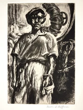Irwin Hoffman–The Stoker–1930s–Working Class Etching–NYC Social Realism Artist