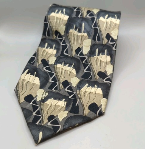 Colección Corbata Cuello J. Garcia 100% Seda Beige Negro Gris Duckworth Alarm  - Imagen 1 de 4