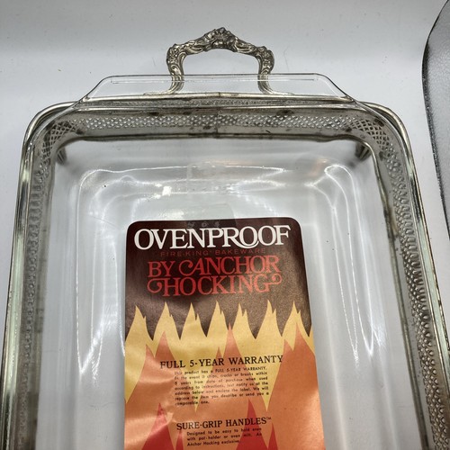 Plato para hornear vintage Leonard Silver Mfg Co servidor y ancla Hocking Fire King 2 cuartos de galón - Imagen 4 de 7